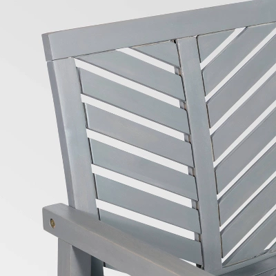 Slatted Chevron Acacia Wood Patio Rocking Chair - Saracina Home - Image 5