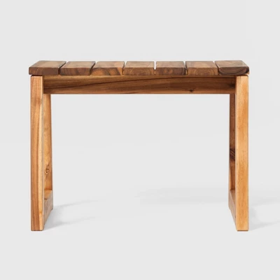 Saracina Home Modern Slatted Rectangle Outdoor Acacia Accent Table - Image 7