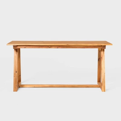 Saracina Home 66" Modern Slatted Rectangle Outdoor Dining Table With Trapezoid Legs - Image 6