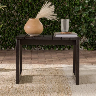 Saracina Home Modern Slatted Rectangle Outdoor Acacia Accent Table - Image 2