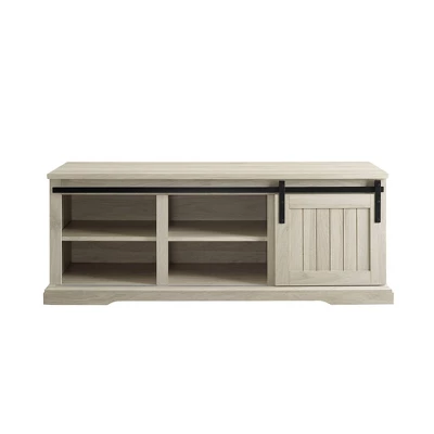 48" Transitional Sliding Door Wood And Metal Bench - Saracina Home - Image 3