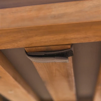 Galia 2pc Square Leg Acacia Wood Chair And Ottoman With Cushions - Brown - Saracina Home - Image 9