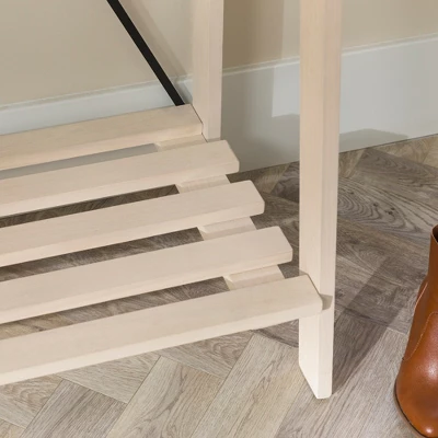 68" Solid Wood X Back Angled Hall Tree White Wash - Saracina Home - Image 9