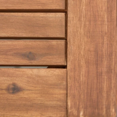 3pc Acacia Wood Simple Patio Dining Set - Saracina Home - Image 2