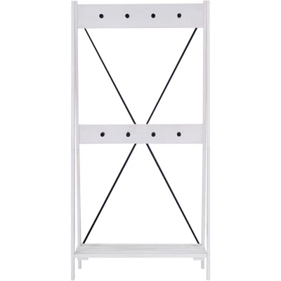 68" Solid Wood X Back Angled Hall Tree White Wash - Saracina Home