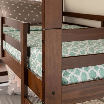 Twin Indy Solid Wood Triple Bunk Bed Walnut - Saracina Home - Image 6