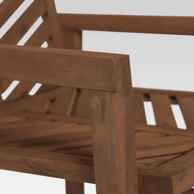 3pc Slatted Chevron Acacia Wood Patio Chat Set - Saracina Home - Image 4