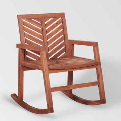 Slatted Chevron Acacia Wood Patio Rocking Chair - Saracina Home - Image 7