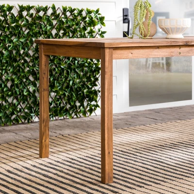 Acacia Wood Patio Simple Rectangle Dining Table - Saracina Home - Image 9
