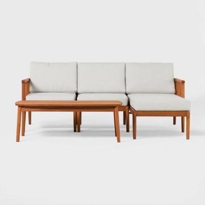 Saracina Home 4pc Modern Boho Eucalyptus Spindle Outdoor Sectional Set - Image 9