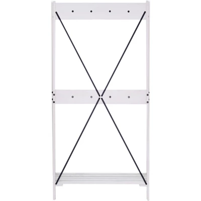 68" Solid Wood X Back Angled Hall Tree White Wash - Saracina Home - Image 7