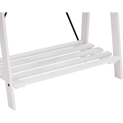 68" Solid Wood X Back Angled Hall Tree White Wash - Saracina Home - Image 4