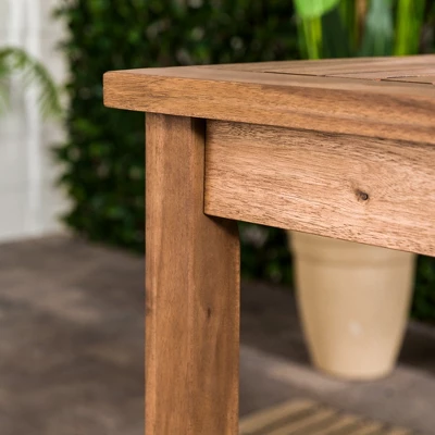 Acacia Wood Patio Simple Rectangle Dining Table - Saracina Home - Image 10
