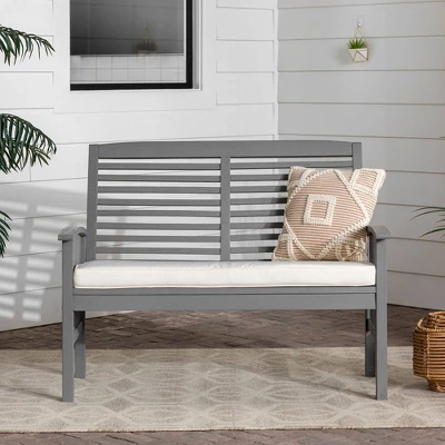 Ravenscroft Modern Boho Acacia Wood Slatted Outdoor Loveseat With Cushion - Saracina Home - Image 9