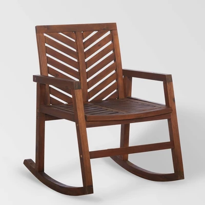 Slatted Chevron Acacia Wood Patio Rocking Chair - Saracina Home - Image 8